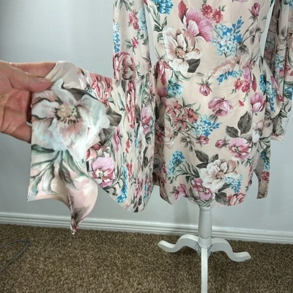 Yumi Kim  Mini Dress Women's M Pink‎ Floral Blush Tie Me Over Full of Love New - Picture 7 of 15